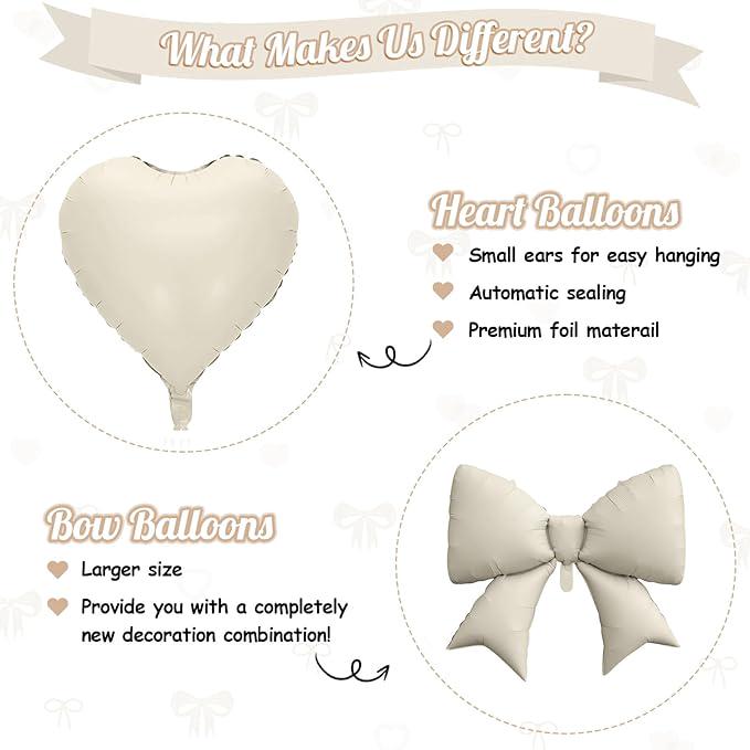 Brown Cream Heart Balloons Foil Set of 10 18 Inch and 38 Inch Party Decor