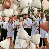 Brown Cream Heart Balloons Foil Set of 10 18 Inch and 38 Inch Party Decor
