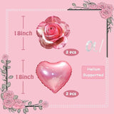 Pink Rose Foil Balloons Will You Be My Girlfriend Valentines Heart Party Decor