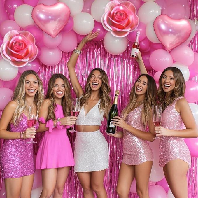 Pink Rose Foil Balloons Will You Be My Girlfriend Valentines Heart Party Decor