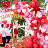 200Pcs Valentines Day Balloon Garland Kit Pink Red White Heart Love Decor