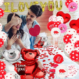 Valentines Day Balloon Decor Teddy Bear I Love You Set With 12 Heart Balloons