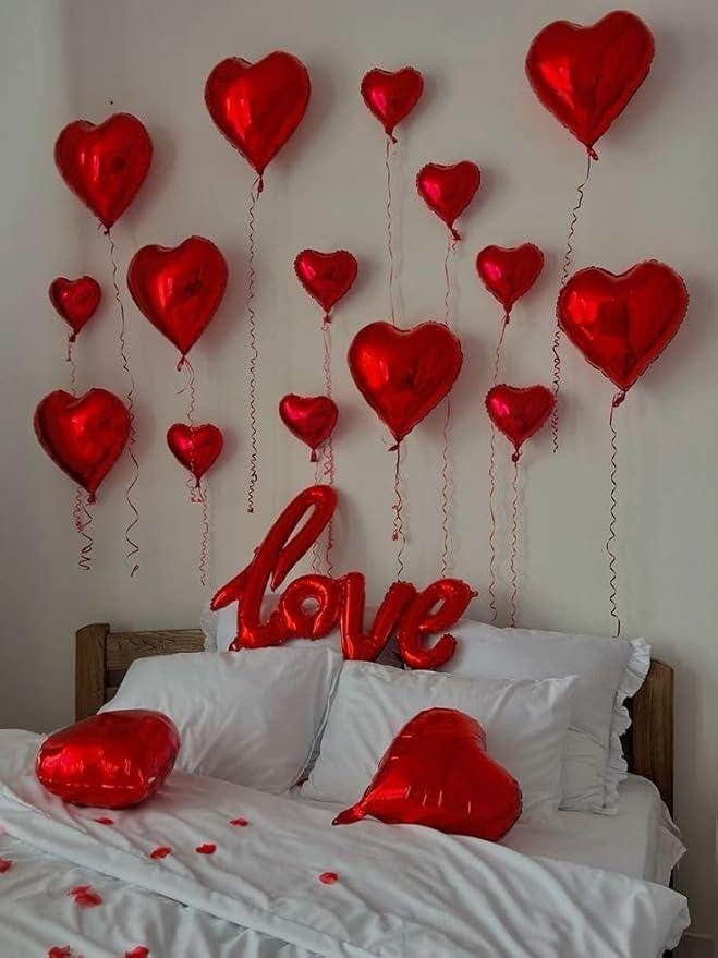 Red Heart Balloons 18 Inch Foil Love Balloons for Wedding Birthday Party