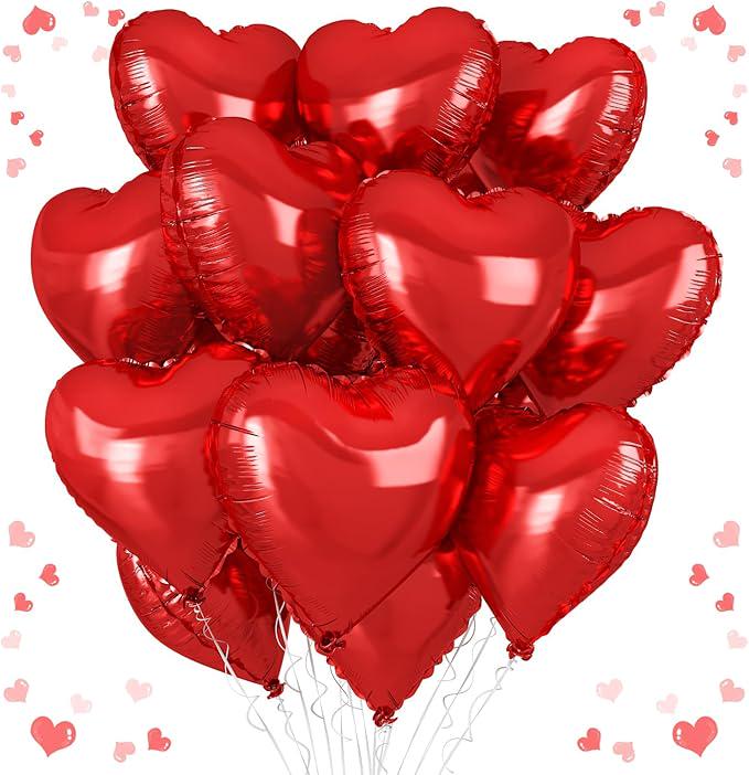 Red Heart Balloons 18 Inch Foil Love Balloons for Wedding Birthday Party