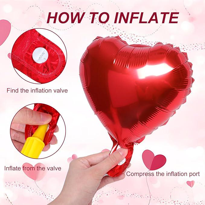 50pcs 10 Inch Red Heart Balloons Romantic Love Balloon Kit for Wedding Birthday