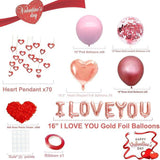 Valentines Day Balloon Decor Set Heart I Love You Foil Pink Rose Gold Balloons