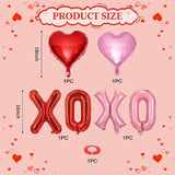 6Pcs Red XOXO Heart Balloons Valentines Day Party Decor for Anniversary Romantic