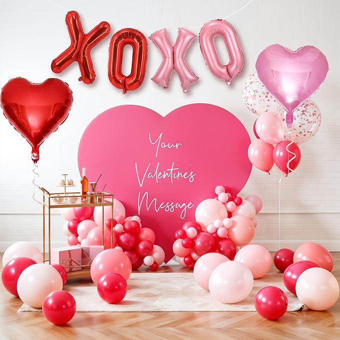 6Pcs Red XOXO Heart Balloons Valentines Day Party Decor for Anniversary Romantic