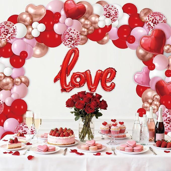191Pcs Valentines Day Balloon Garland Arch Kit Love Heart Confetti Party Decor