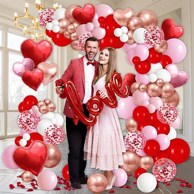 191Pcs Valentines Day Balloon Garland Arch Kit Love Heart Confetti Party Decor