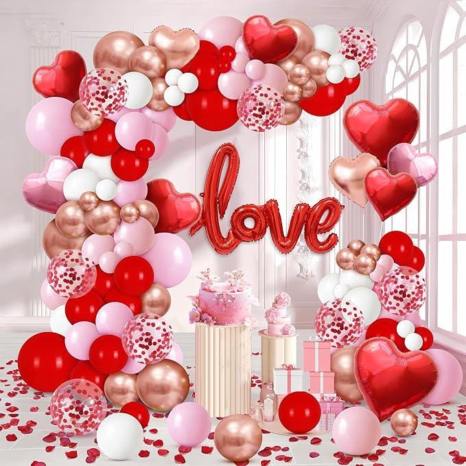 191Pcs Valentines Day Balloon Garland Arch Kit Love Heart Confetti Party Decor