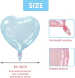 20Pcs Crystal Pastel Clear Heart Balloons 18 Inch Transparent Mylar Party Decor