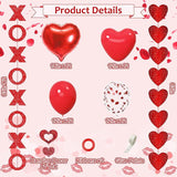 114Pcs Red Valentines Day Decorations I Love You Balloons Rose Petals Garland Decor