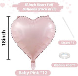 12Pcs Baby Pink Heart Balloons 18 Inch Pearl Foil Balloons Birthday Wedding Party