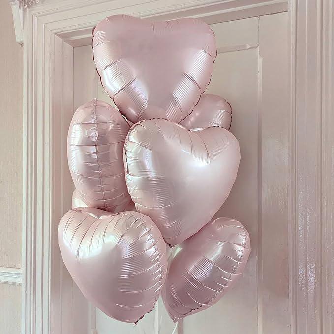 12Pcs Baby Pink Heart Balloons 18 Inch Pearl Foil Balloons Birthday Wedding Party