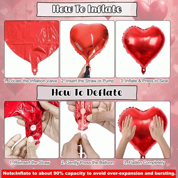 XOXO Balloons 18 Inch Red Heart 16 Inch Black Letter Foil Balloons Valentines Party Decor