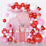 Red Pink Balloon Arch Kit Different Sizes Foil Heart Valentines Birthday Wedding Decor
