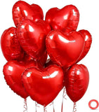 Heart Shaped Red Foil Balloons 15 Pack 18 Inch Valentines Day Party Decor