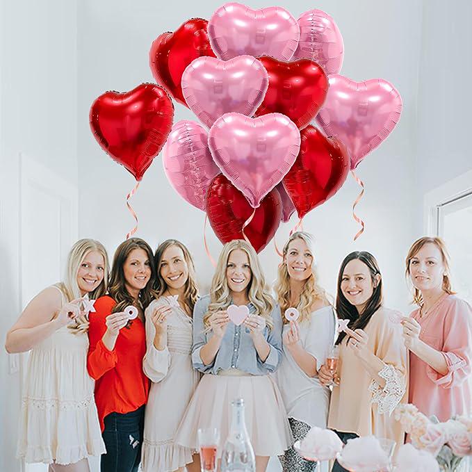 Pink Red Heart Balloons 20PCS 18 Inch Valentines Birthday Wedding Anniversary Party