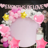 Six Months of Love Banner Heart Foil and Star Balloons for Couple Party Decor