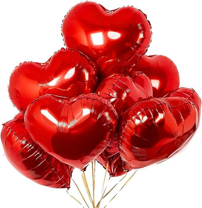 20 Pcs Red Heart Balloons 18 Inch Foil Love Balloons for Wedding Party
