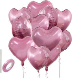 12 Pcs 18 Inch Heart Balloons Pink Foil Love Balloons for Wedding Party