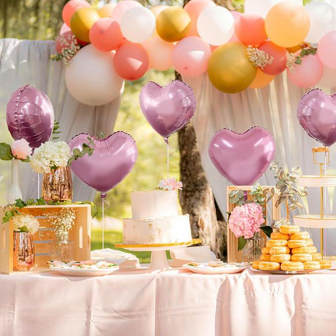 12 Pcs 18 Inch Heart Balloons Pink Foil Love Balloons for Wedding Party
