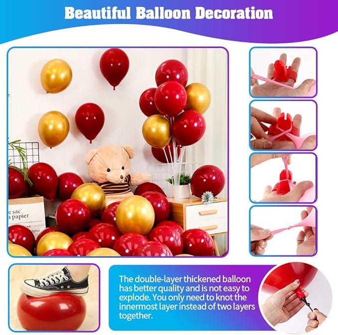 50PCS Love Balloons with Heart Balloons and Silk Rose Petals Gold Balloon Kit for Valentine Party