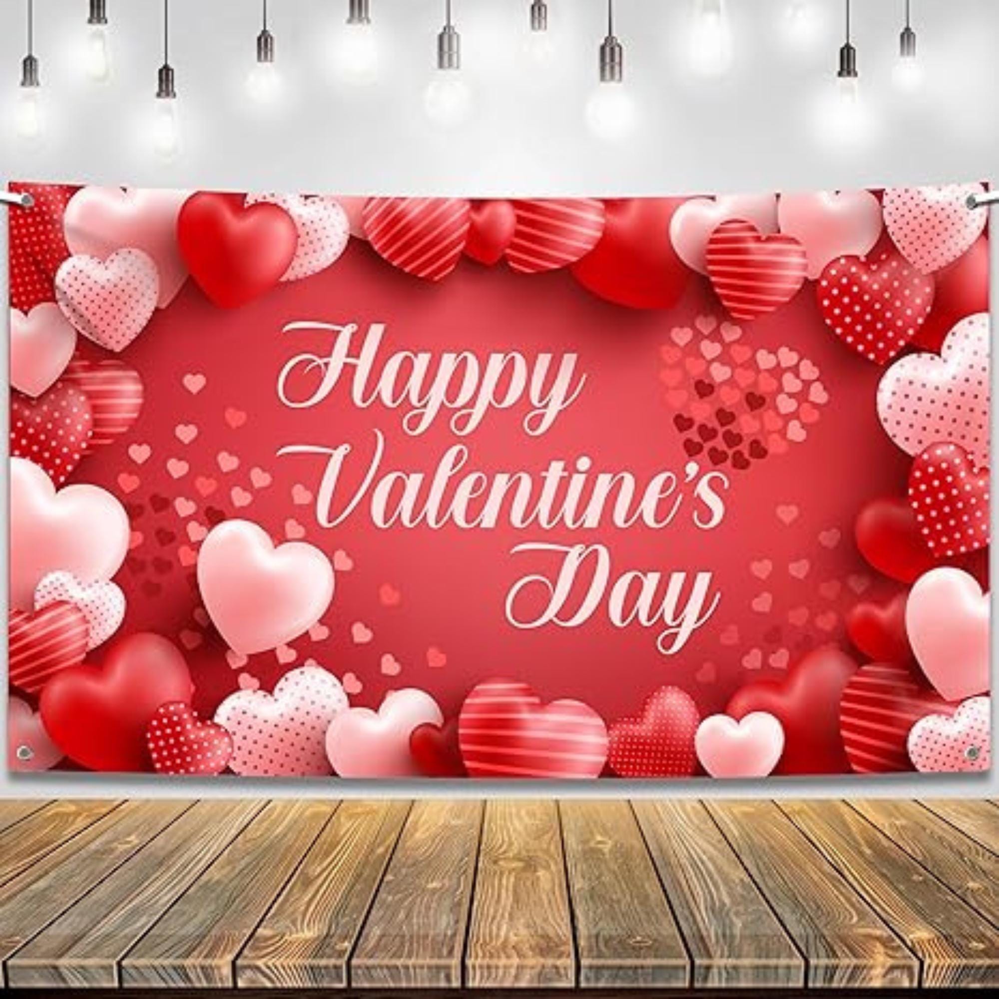Happy Valentines Day Banner Extra Large 72x44 Inch Heart Backdrop Party Decor