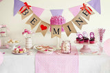 Valentines Decor Burlap Be Mine Hanging Banner with 28 Felt Heart Garland