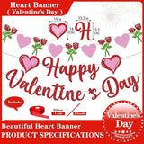 Glitter Happy Valentines Day Banner Red Pink Letters Rose Heart Party Decor