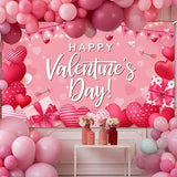 Happy Valentines Day Pink Backdrop Love Heart Banner Party Decor 14 February