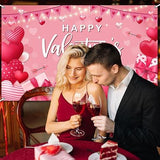 Happy Valentines Day Pink Backdrop Love Heart Banner Party Decor 14 February
