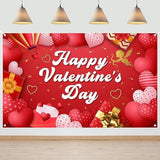 Happy Valentines Day Red Backdrop Love Heart Banner Party Decor 14 February