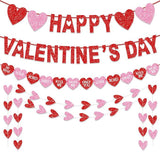 Happy Valentines Day Banner Pre Assembled Red Pink Heart Garland Decor