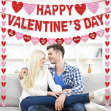 Happy Valentines Day Banner Pre Assembled Red Pink Heart Garland Decor