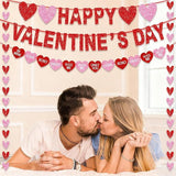 Happy Valentines Day Banner Pre Assembled Red Pink Heart Garland Decor