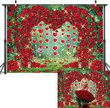 Valentines Day Backdrop Red Rose Heart Garden Wedding Party Photo Banner 82x59