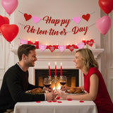 Glitter Happy Valentines Day Banner Red Pink Heart Garland Party Decor