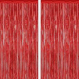 2 Pack Red Tinsel Backdrop Fringe Curtains Valentines Wedding Photo Party Decor
