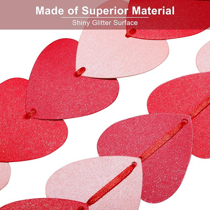 Valentine Heart Garland Banner Paper Hearts Hanging Red Pink Burgundy Decor