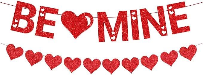 Red Be Mine Heart Garland Valentines Day Banner Party Decoration