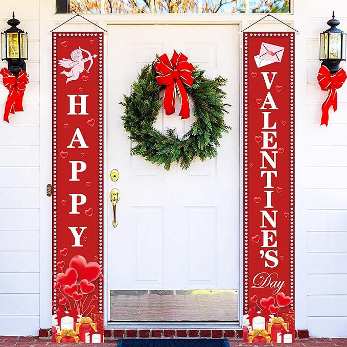 Happy Valentines Day Banner Extra Large Romantic Door Backdrop Decoration