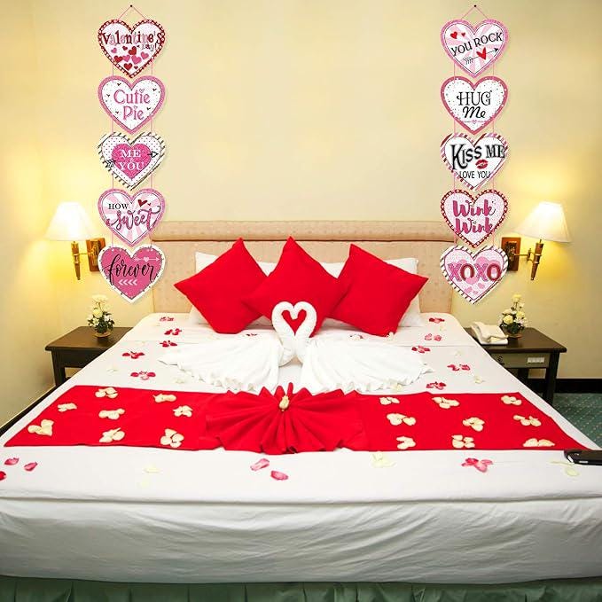 Valentine Heart Door Banner Pink Hanging Porch Decoration Romantic Holiday