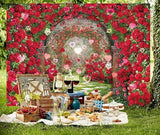Valentines Day Red Rose Garden Backdrop Floral Photography Party Banner