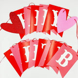 Happy Birthday Valentines Day Banner Red Pink Glitter Heart Wall Decoration
