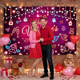 Valentines Day Neon Backdrop Pink Love Heart Party Photo Booth Banner