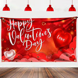 Large Happy Valentine's Day Banner: Red & Gold Hearts, 72x44 Inch