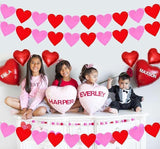 Red Pink Felt Heart Banner 4 Strings Valentines Day Wedding Party Decoration