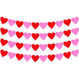 Red Pink Felt Heart Banner 4 Strings Valentines Day Wedding Party Decoration